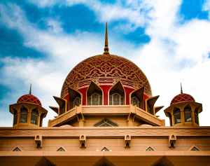 view of temple against cloudy sky